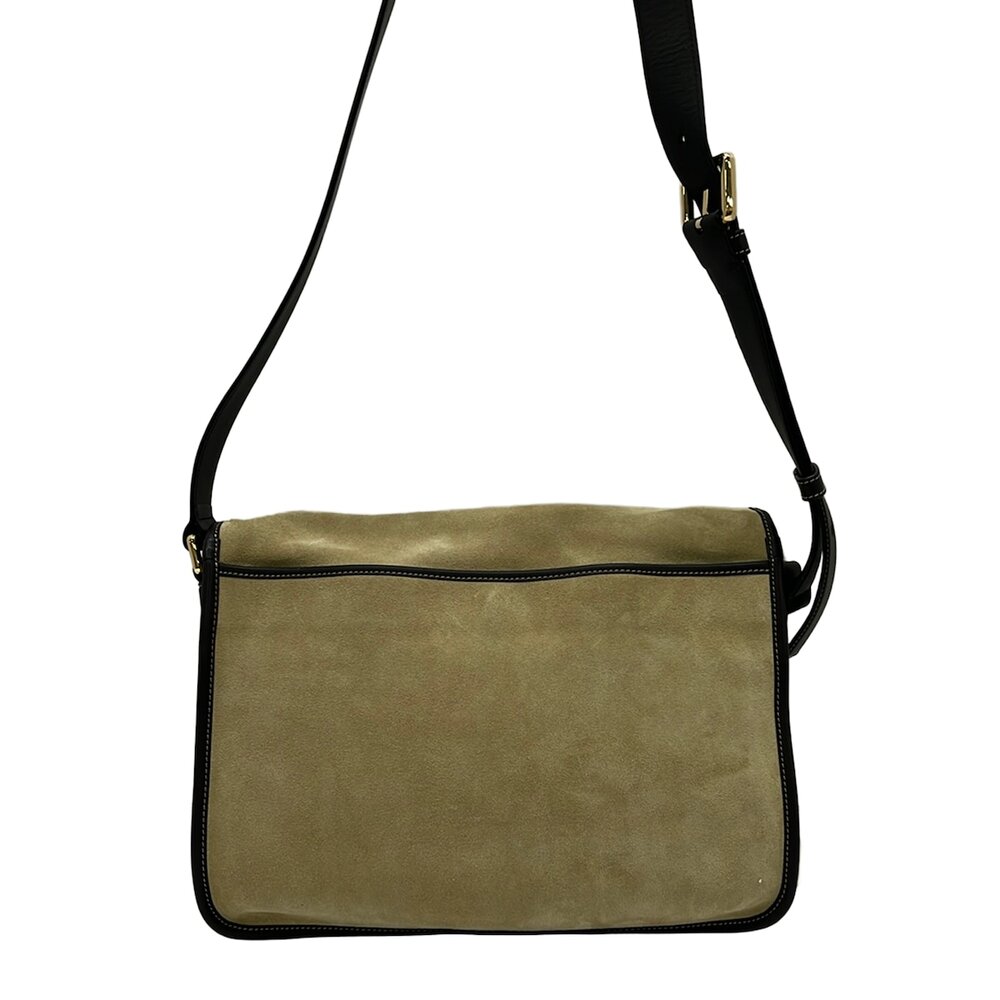 Loewe Ana Hobo Shoulder Bag 337.61.G95 Beige Black Suede Leather - Picture 3 of 10
